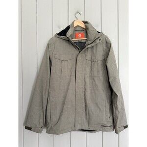 Men's Merrell Select Dry Jacket M Medium Chest Pockets Hooded Grey Beige Zip